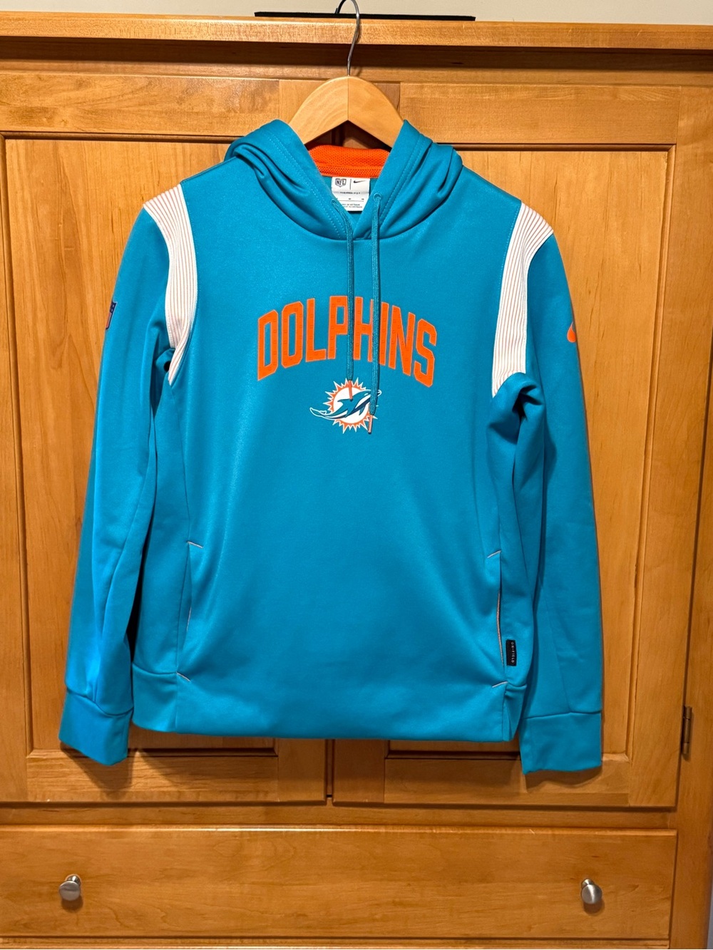 NFL Miami Dolphins Teal and Orange Crewneck Hoodie